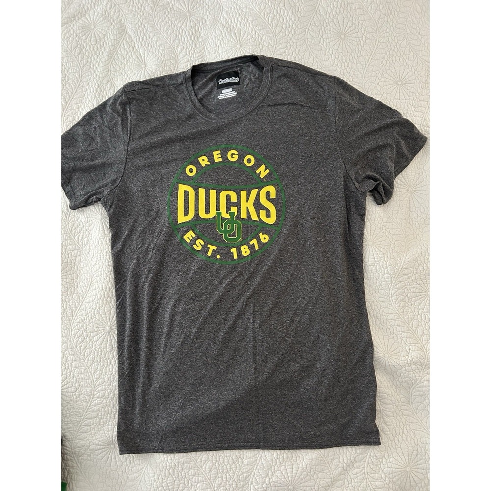 Captivating Grey Oregon Ducks T Shirt Size Large Stretch Workout